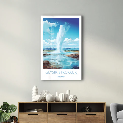 Geysir Strokkur Iceland-Travel Posters | Glass Wall Art - Image 2