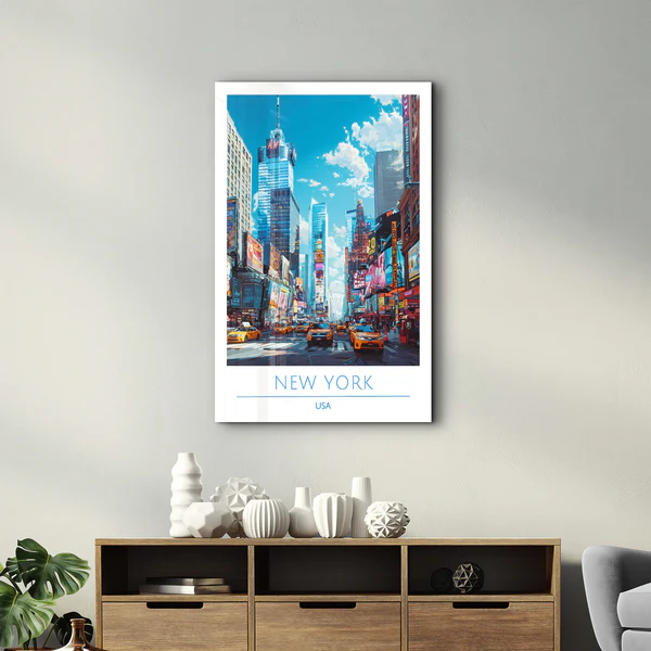 New York USA-Travel Posters | Glass Wall Art - Image 2