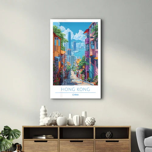 Hong Kong China-Travel Posters | Glass Wall Art - Image 2