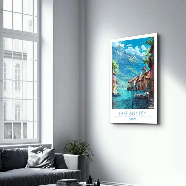 Lake Annecy France-Travel Posters | Glass Wall Art - Image 2