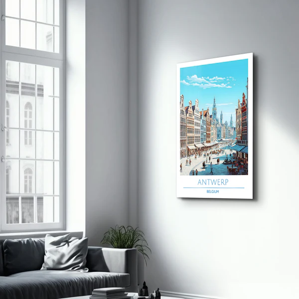 Antwerp Belgium-Travel Posters | Glass Wall Art - Image 2