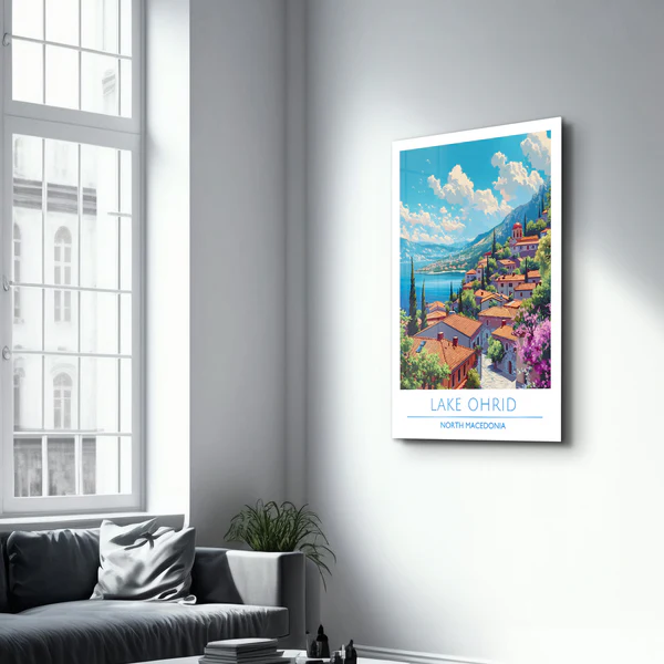 Lake Ohrid North Macedonia-Travel Posters | Glass Wall Art - Image 2