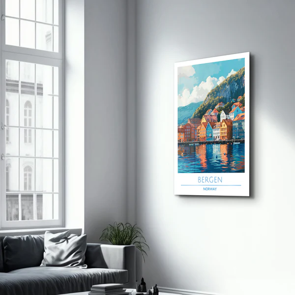 Bergen Norway-Travel Posters | Glass Wall Art - Image 2