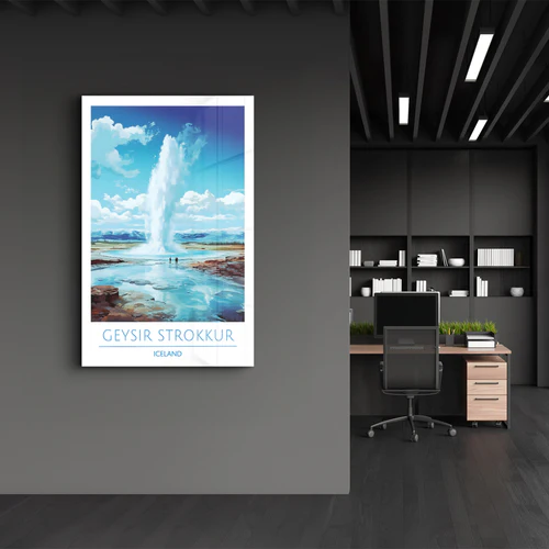 Geysir Strokkur Iceland-Travel Posters | Glass Wall Art - Image 3