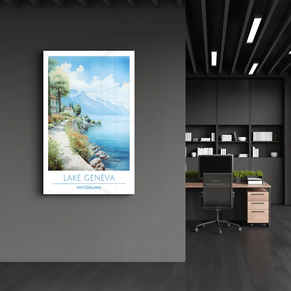 Lake Geneva Switzerland-Travel Posters | Glass Wall Art - Image 3