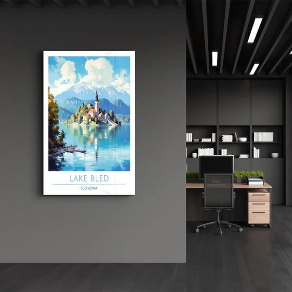 Lake Bled Slovenia-Travel Posters | Glass Wall Art - Image 3