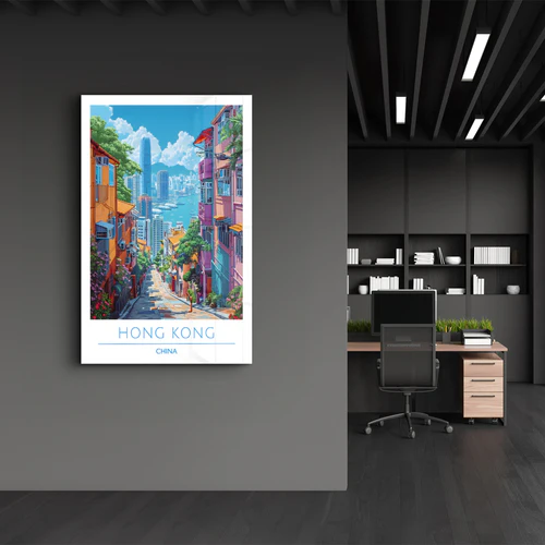 Hong Kong China-Travel Posters | Glass Wall Art - Image 3