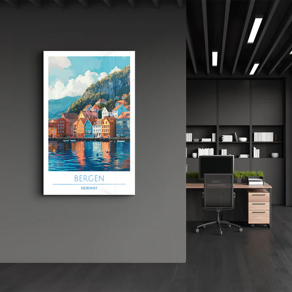 Bergen Norway-Travel Posters | Glass Wall Art - Image 3