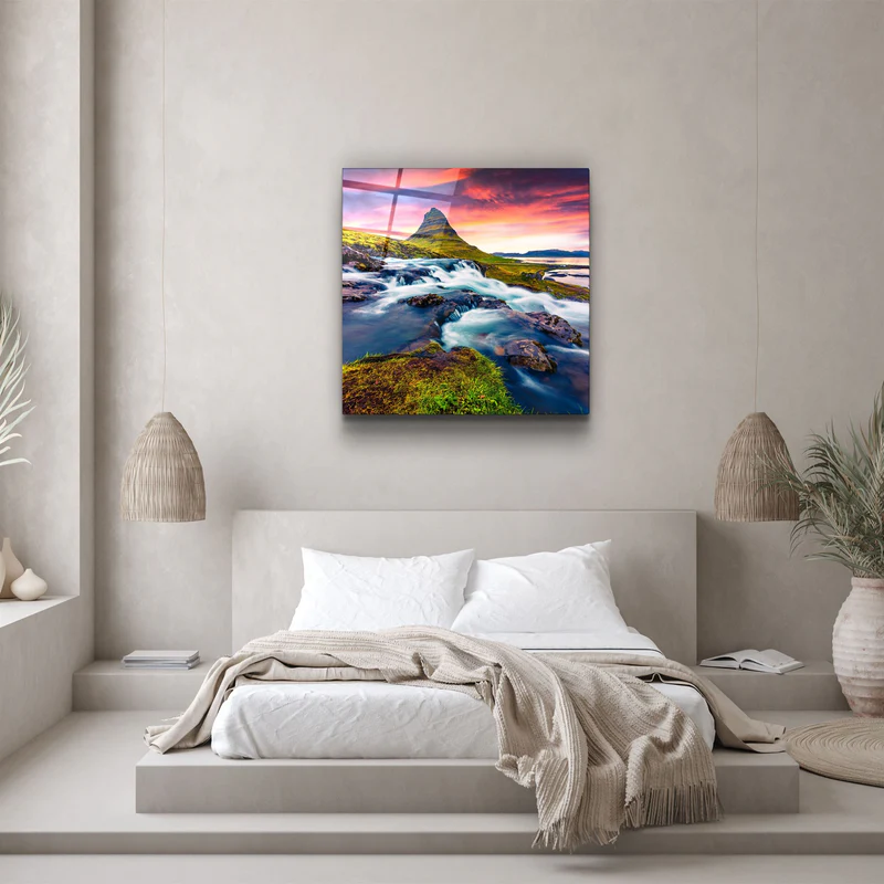 ・"Mountain River Landscape"・Glass Wall Art - Image 3