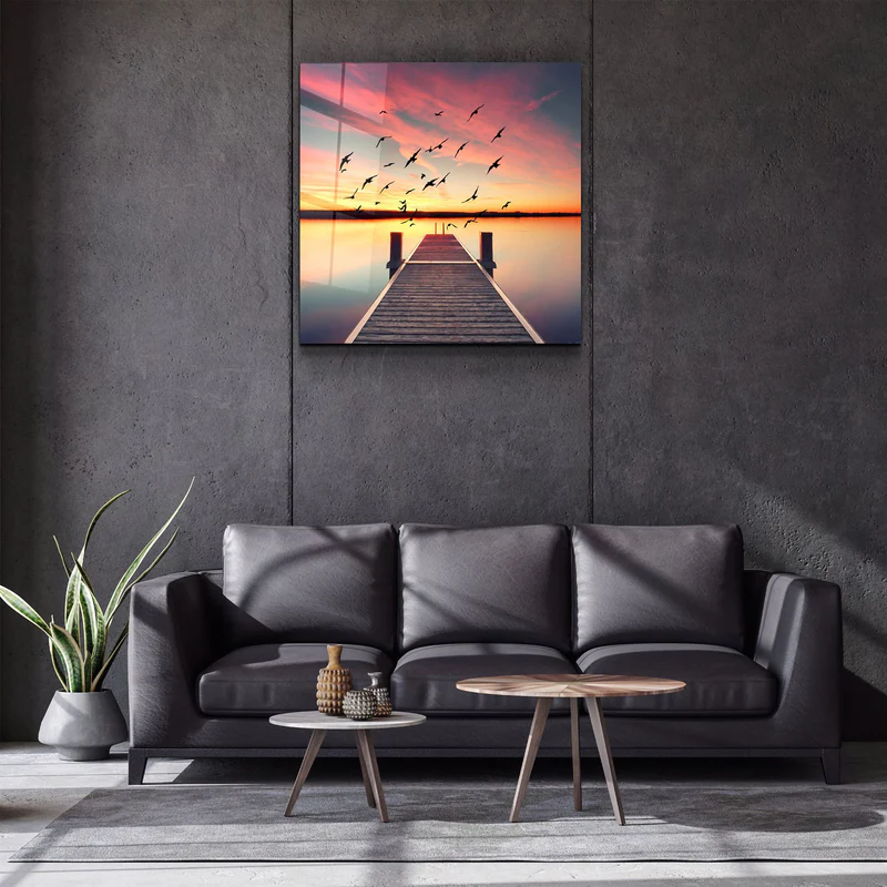 ・"Red Dock"・Glass Wall Art - Image 3