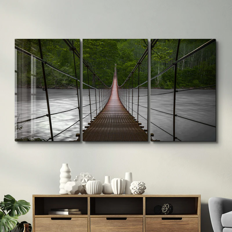 ・"Forest Bridge - Trio"・Glass Wall Art - Image 2