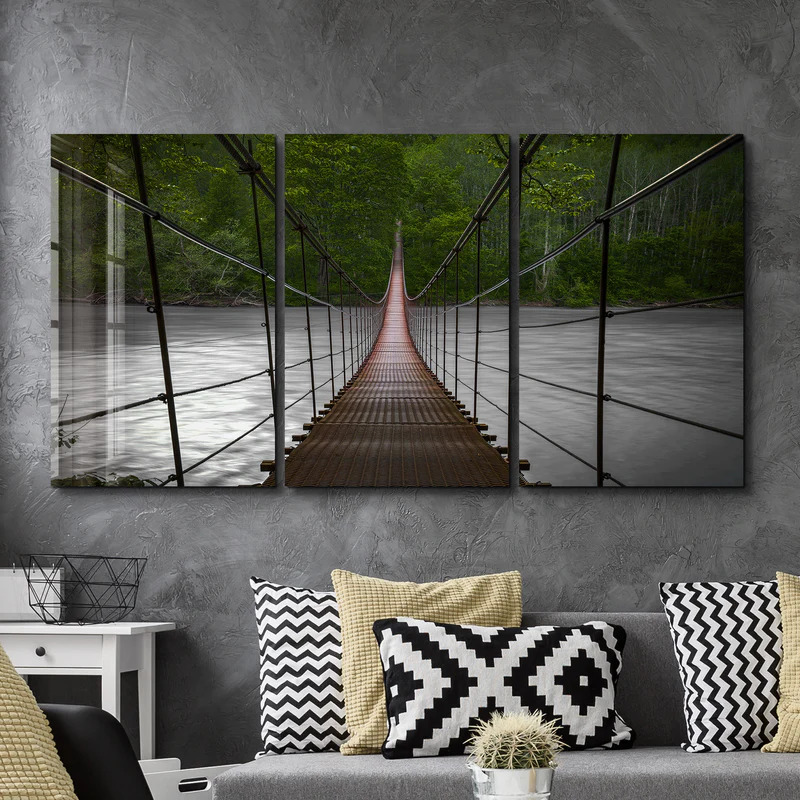 ・"Forest Bridge - Trio"・Glass Wall Art - Image 3
