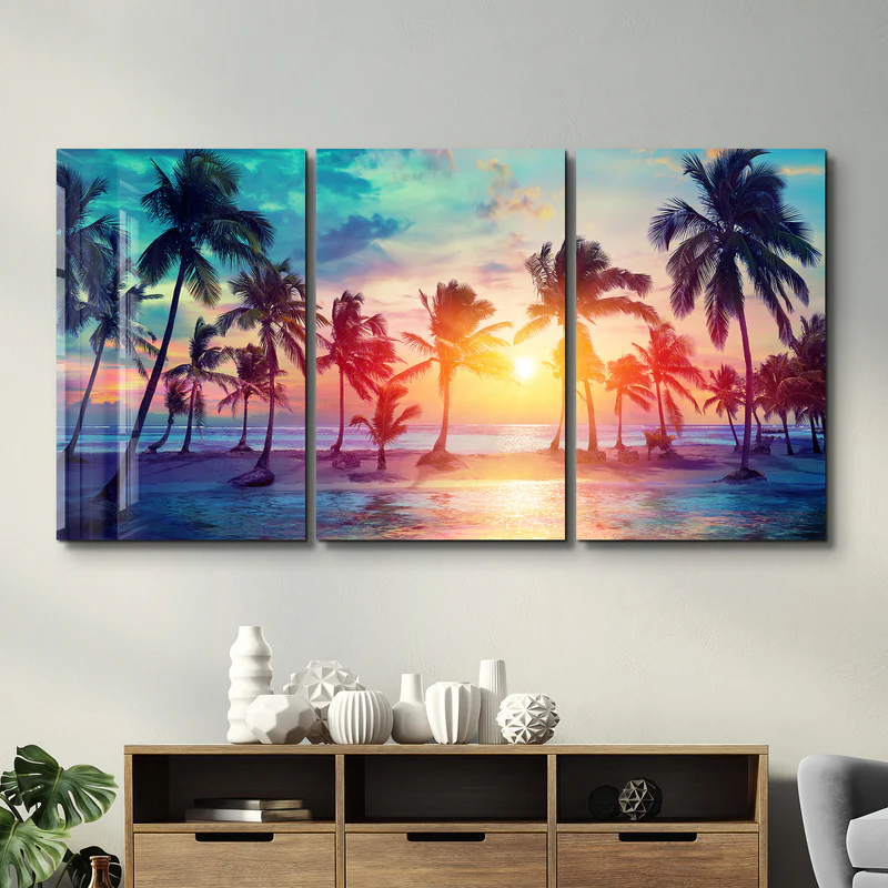 ・"Palm Trees - Trio"・Glass Wall Art - Image 3