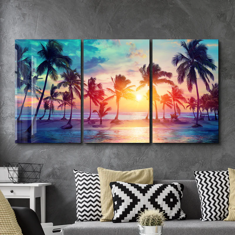 ・"Palm Trees - Trio"・Glass Wall Art - Image 2