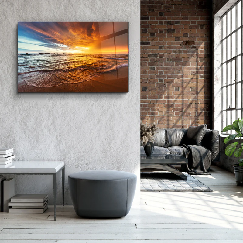 ・"Endless Ocean Wtih Sunset"・Glass Wall Art - Image 3