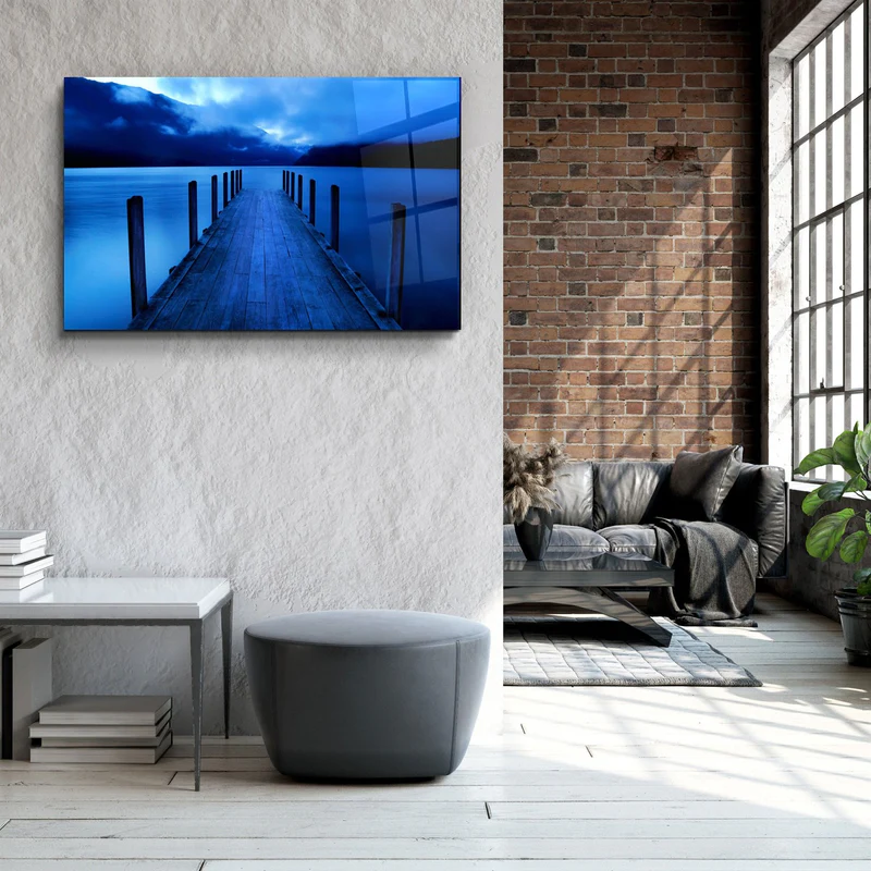 ・"Blue Dock"・Glass Wall Art - Image 3