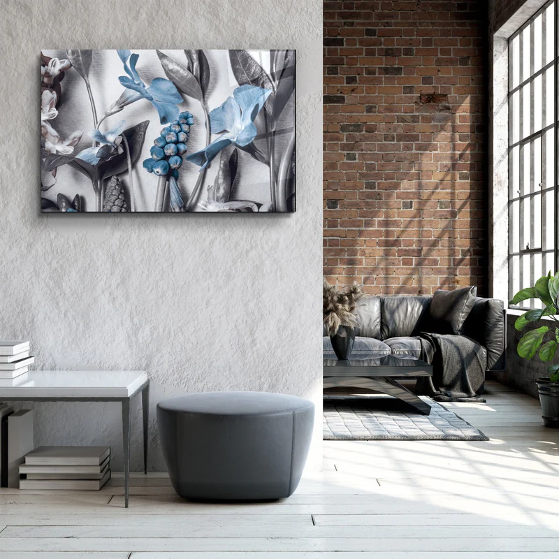 ・"Pastel Blue Flower"・Glass Wall Art - Image 3