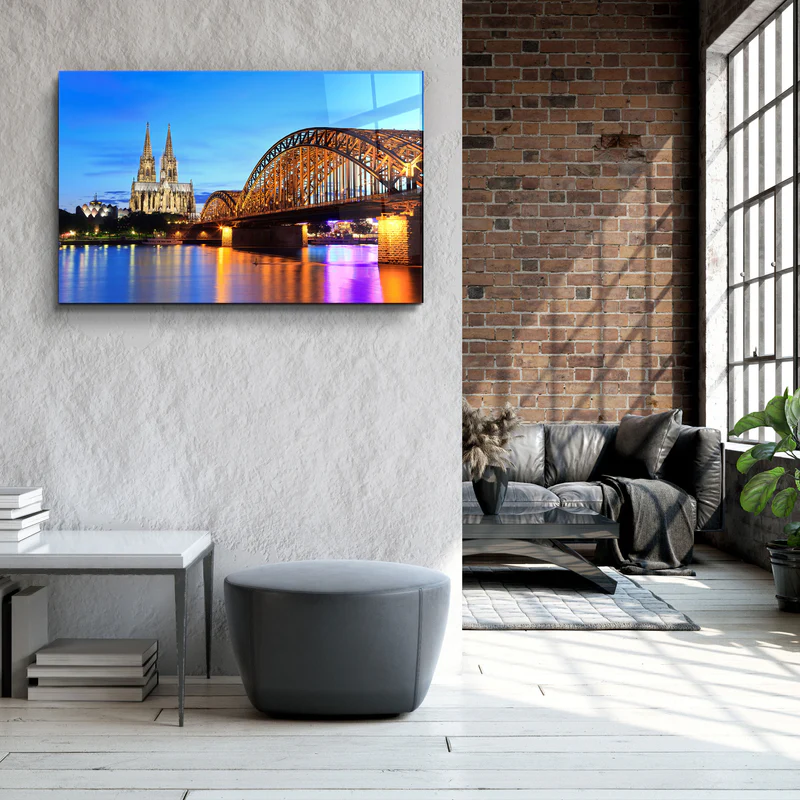 ・"Cologne Dom and city skyline at night, Cologne, Germany"・Glass Wall Art - Image 3