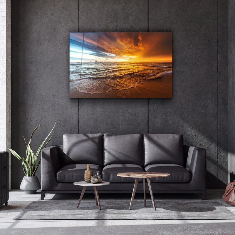 ・"Endless Ocean Wtih Sunset"・Glass Wall Art - Image 2