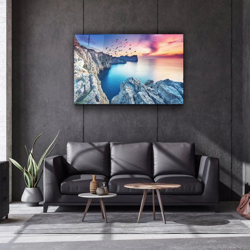 ・"Red Sunset"・Glass Wall Art - Image 2