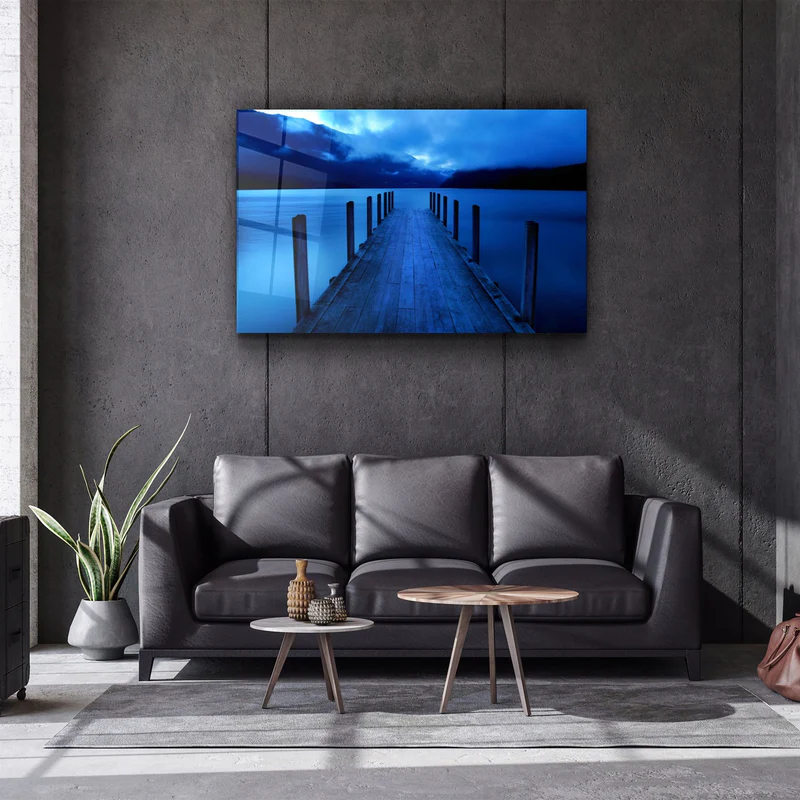 ・"Blue Dock"・Glass Wall Art - Image 2