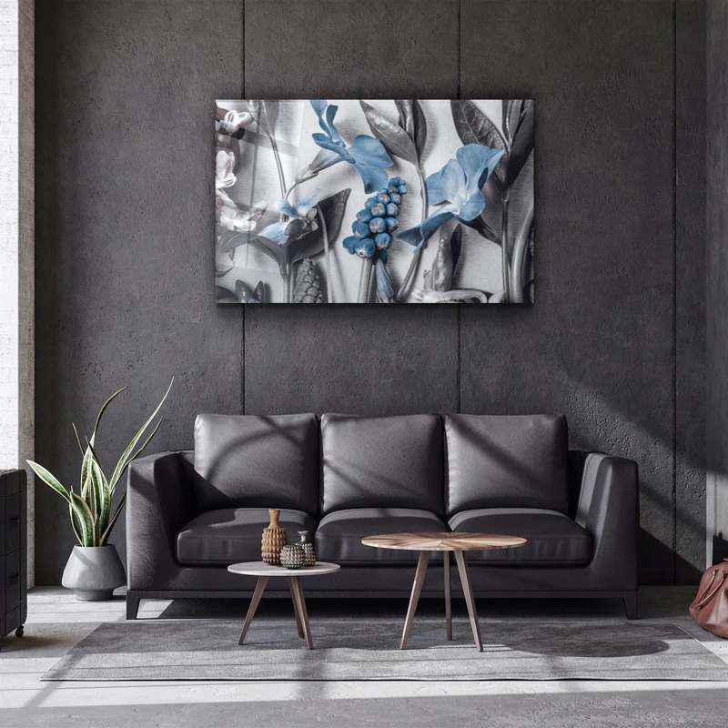 ・"Pastel Blue Flower"・Glass Wall Art - Image 2