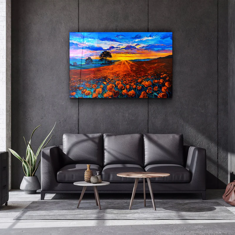 ・"Oil Sunset"・Glass Wall Art - Image 2