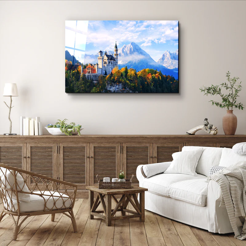 ・"Beautiful view of Neuschwanstein castle in the Bavarian Alps, Germany"・Glass Wall Art - Image 2