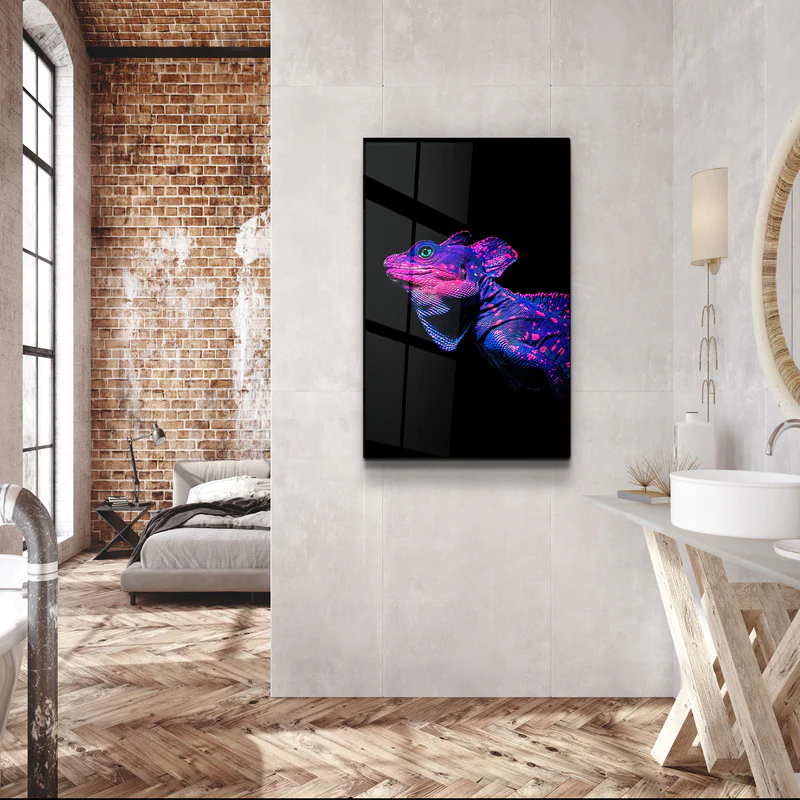 ・"Iguana Blue Purple"・Designer's Collection Glass Wall Art - Image 3