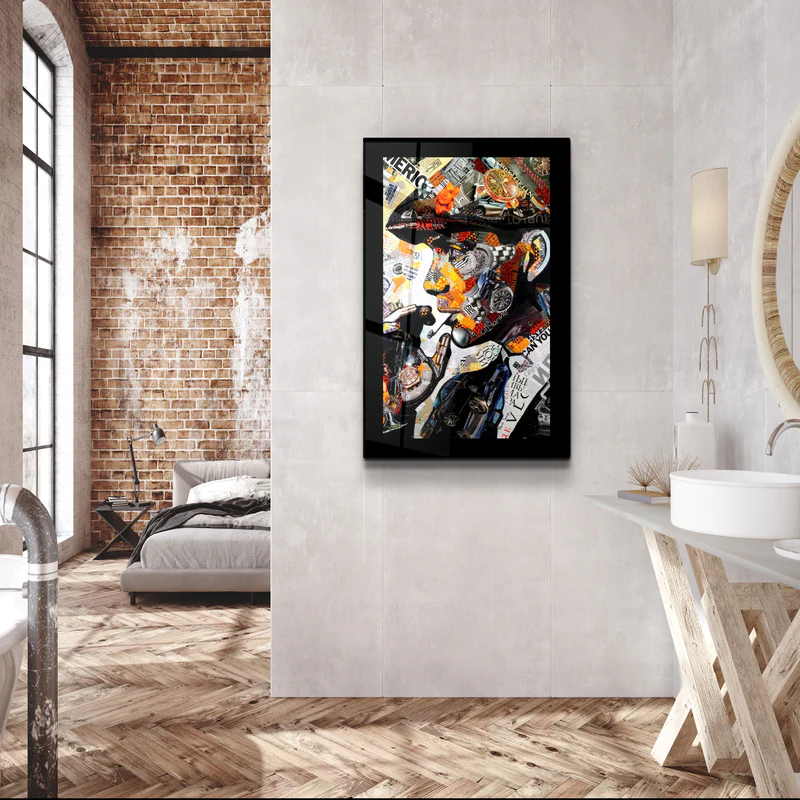 ・"Bordered T. Shelby Pop Art"・Designer's Collection Glass Wall Art - Image 3