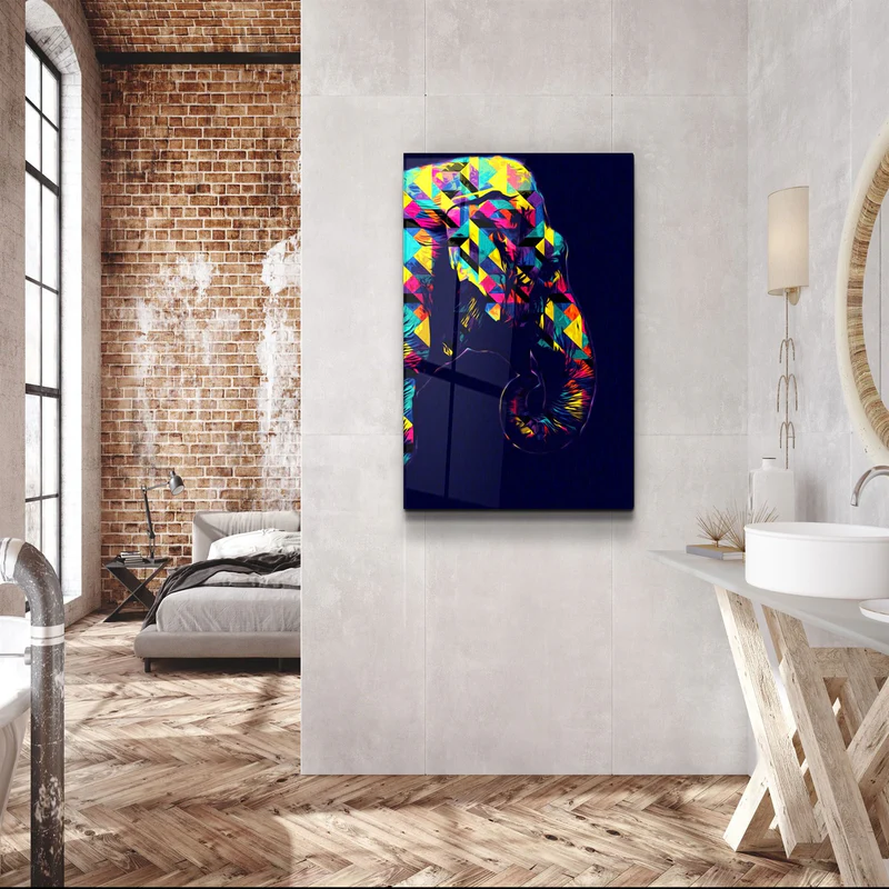 ・"Colormix Elephant Portrait"・Glass Wall Art - Image 3