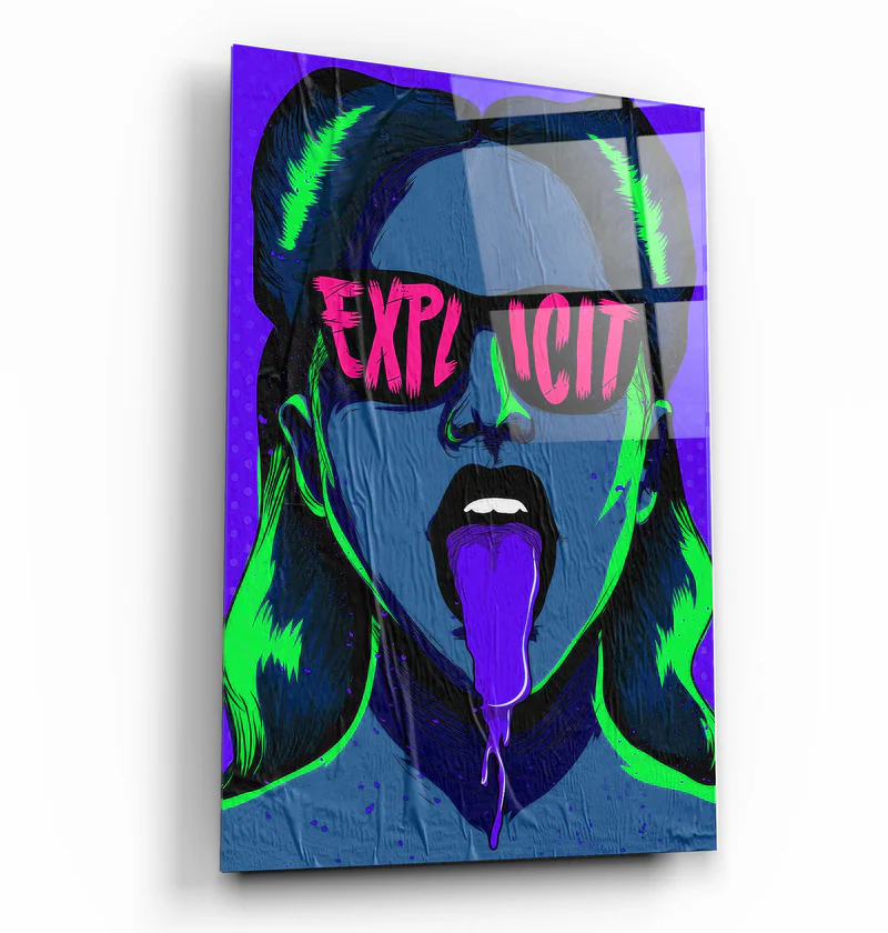 ・"Explicit - Blue"・Designer's Collection Glass Wall Art