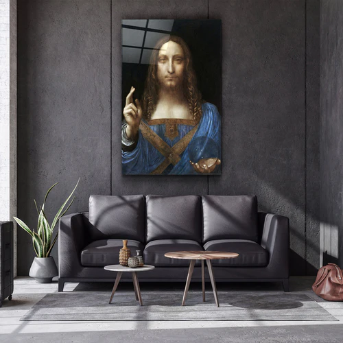 ・"Leonardo da Vinci's Salvator Mundi (circa 1500)"・Glass Wall Art - Image 2
