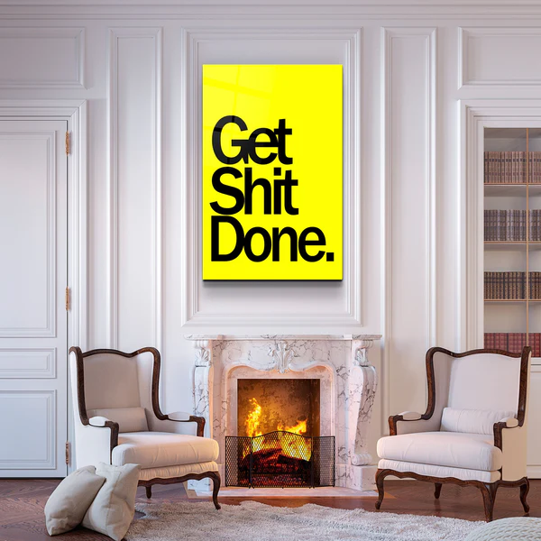 ・"Get X Done Yellow"・Designers Collection Glass Wall Art - Image 3