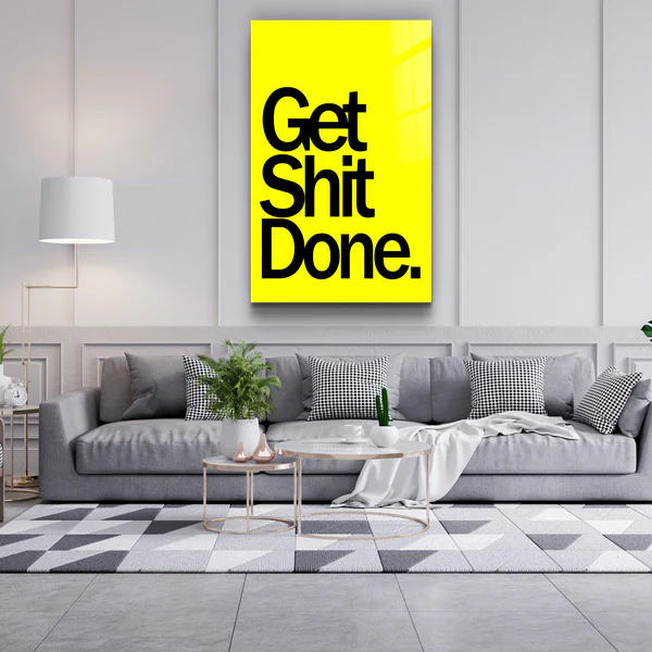 ・"Get X Done Yellow"・Designers Collection Glass Wall Art - Image 2