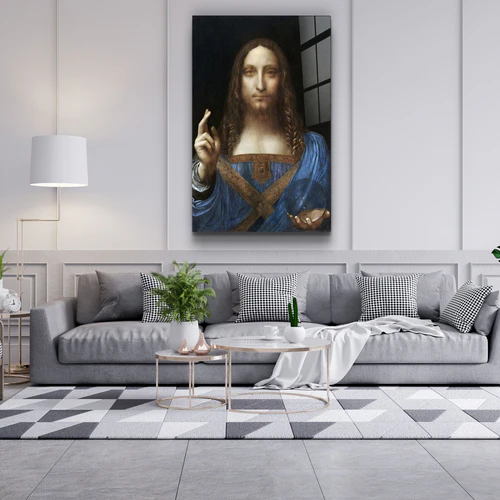 ・"Leonardo da Vinci's Salvator Mundi (circa 1500)"・Glass Wall Art - Image 3