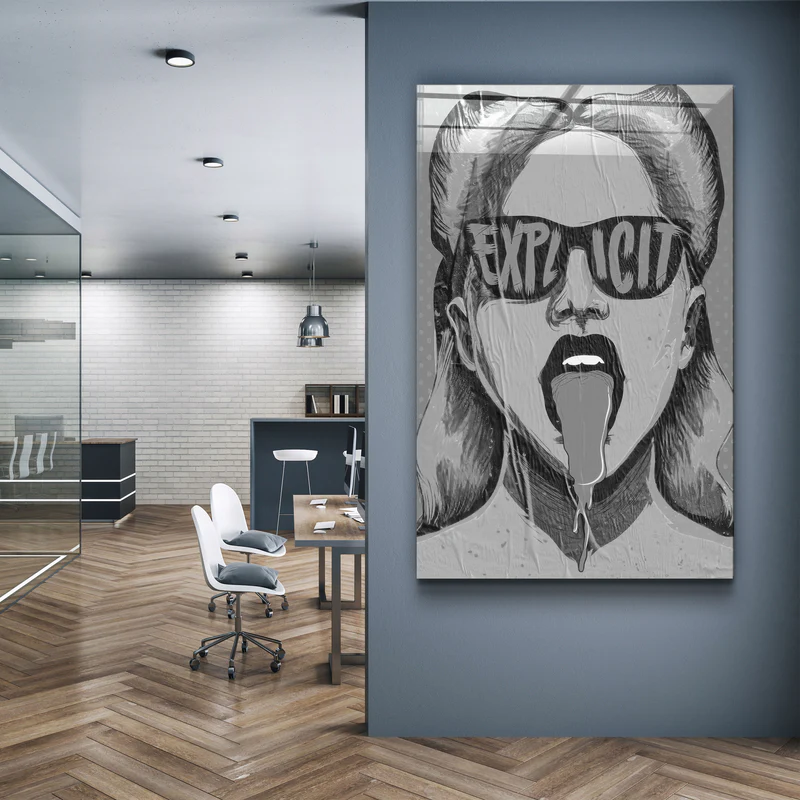・"Explicit - Gray"・Designer's Collection Glass Wall Art - Image 2