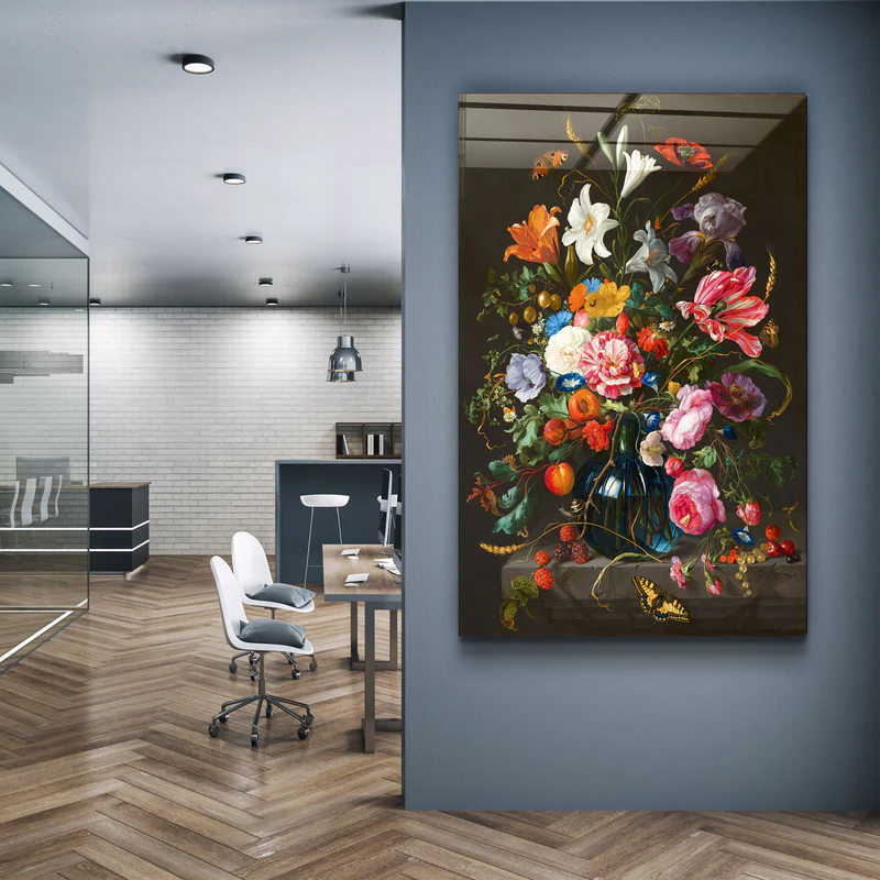 ・"Retro Flowers"・Designer's Collection Glass Wall Art - Image 2