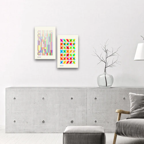 ."Bauhaus Rainbow Duo". Contemporary Gallery Collection Glass Wall Art - Image 3