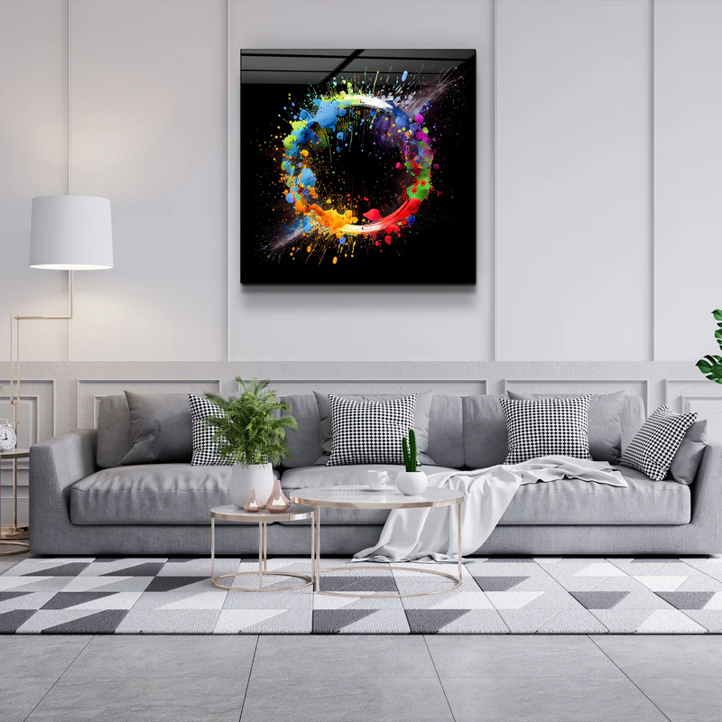 ."Paint Splash Ring". Designer's Collection Glass Wall Art - Image 3