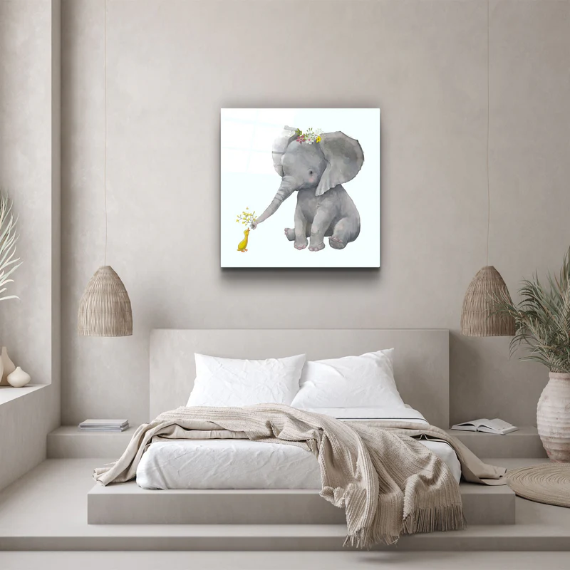 ・"Elephant and Duck"・Glass Wall Art - Image 3