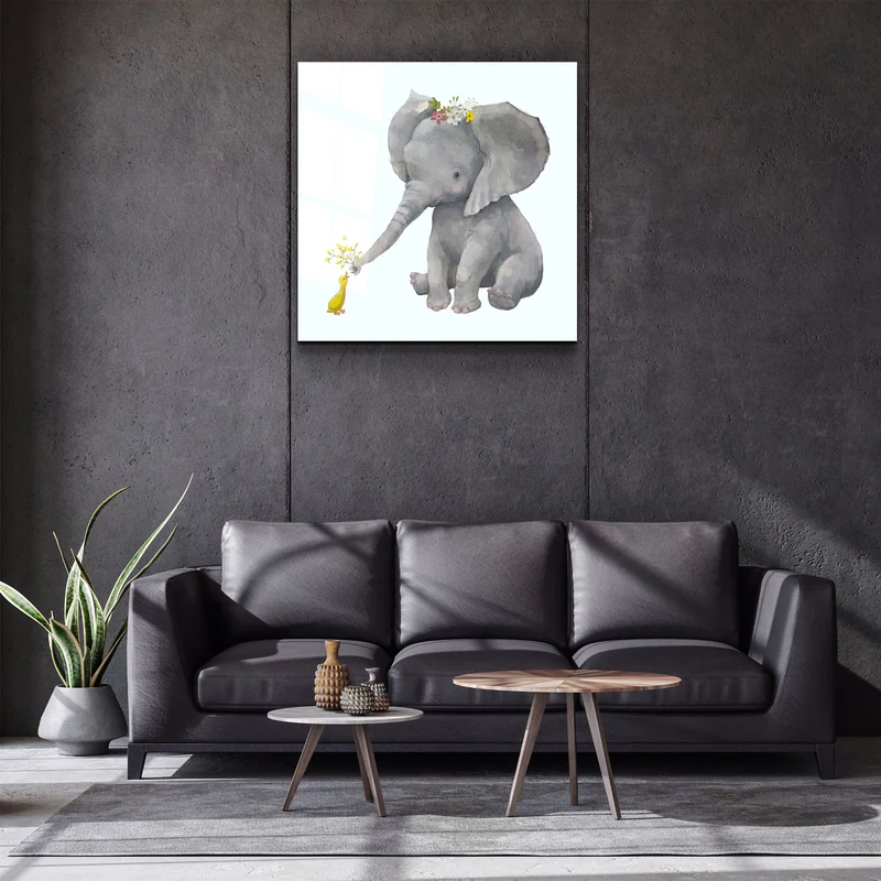 ・"Elephant and Duck"・Glass Wall Art - Image 2