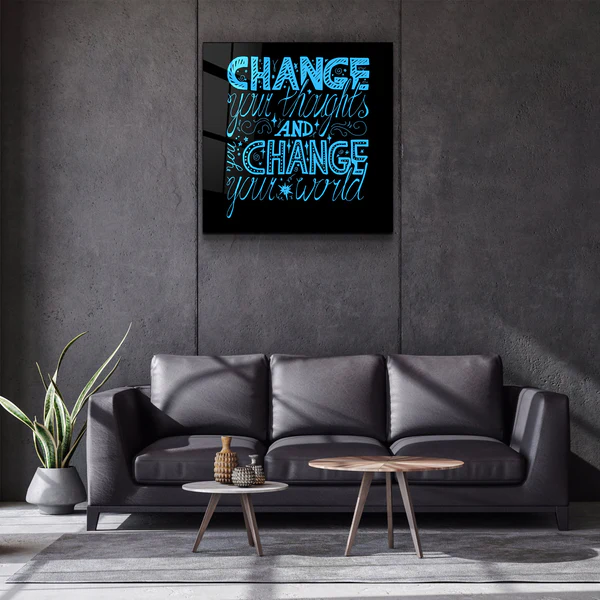 ・"Change Your World - Blue"・Glass Wall Art - Image 2