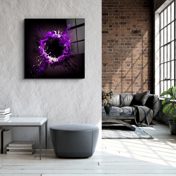 ."Paint Splash Ring-Purple". Designer's Collection Glass Wall Art - Image 3