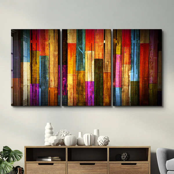 ・"Painted Wood - Trio"・Glass Wall Art - Image 3
