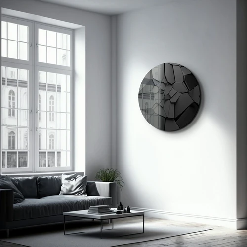 ・"Black Broken Wall"・Rounded Glass Wall Art - Image 3