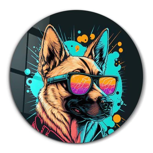 ・"Spy dog"・Rounded Glass Wall Art