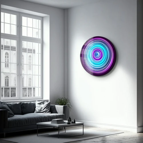 ・"Blue Swirl"・Rounded Glass Wall Art - Image 2