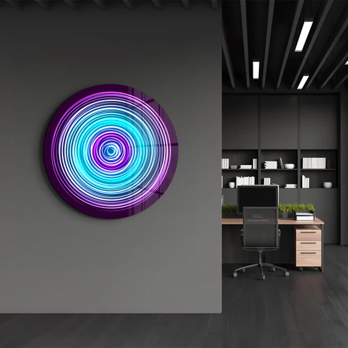 ・"Blue Swirl"・Rounded Glass Wall Art - Image 3