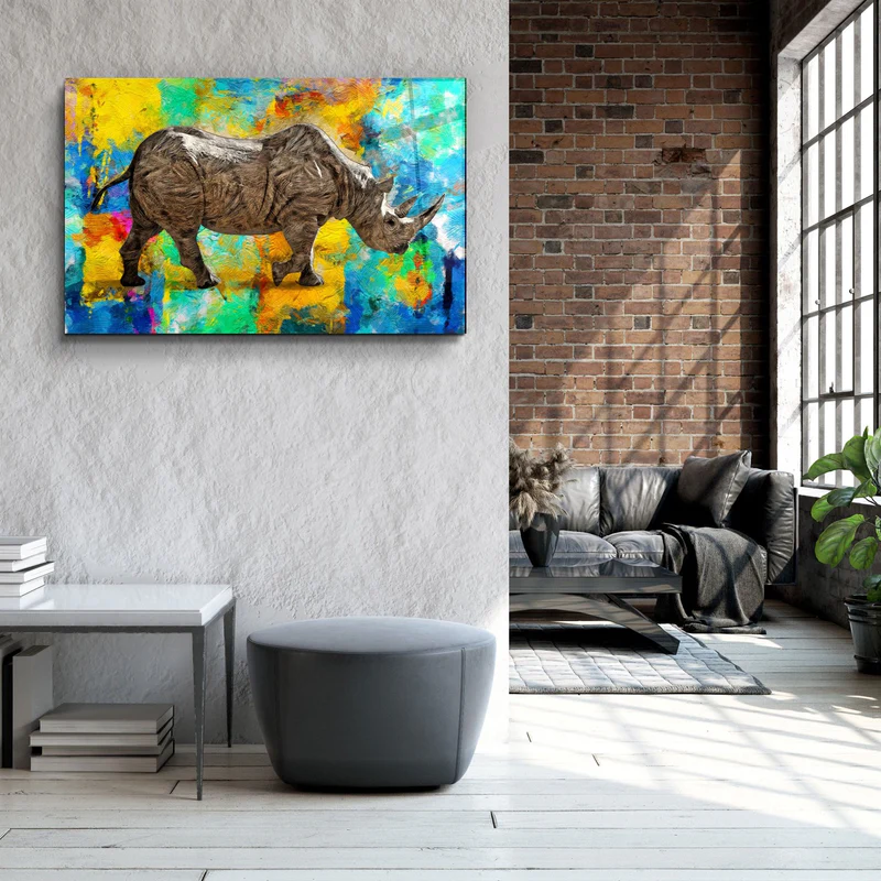 ・"Abstract Rhino V2"・Glass Wall Art - Image 3